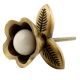 Antique Iron Cream Ceramic Bloom Cabinet Knobs